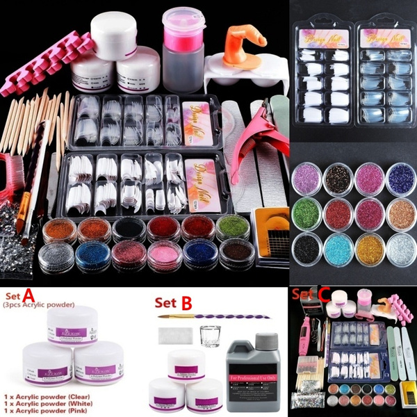 Nail Art Acryl Nagelset Nail Art Set Professionelle Rhinestones File Brush Manicure Nail Art Tool Set Gel Kit Two Types Set A Or Set B Wish