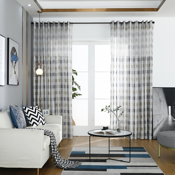 Eyelets Window Screening Gauze Drap Tulle Chiffon Curtains  for Living Room 