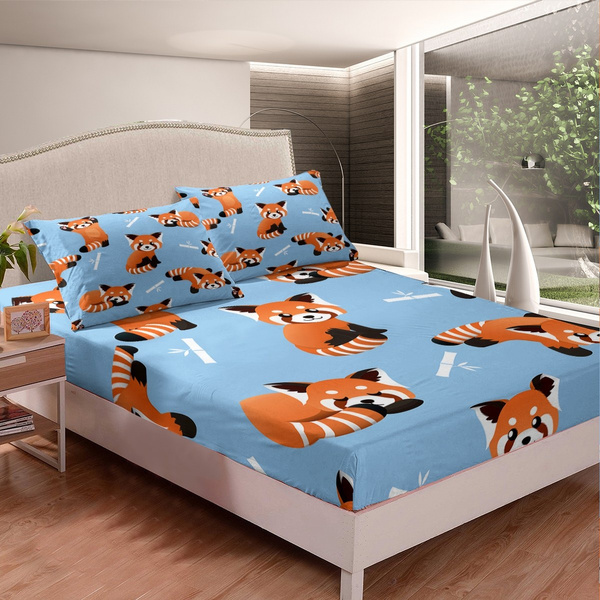 Red Panda Bedding Set Cute Animal, Red Twin Bed Sheet Set