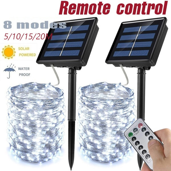 Solar Powered Outdoor Fairy String Lights With Remote Control