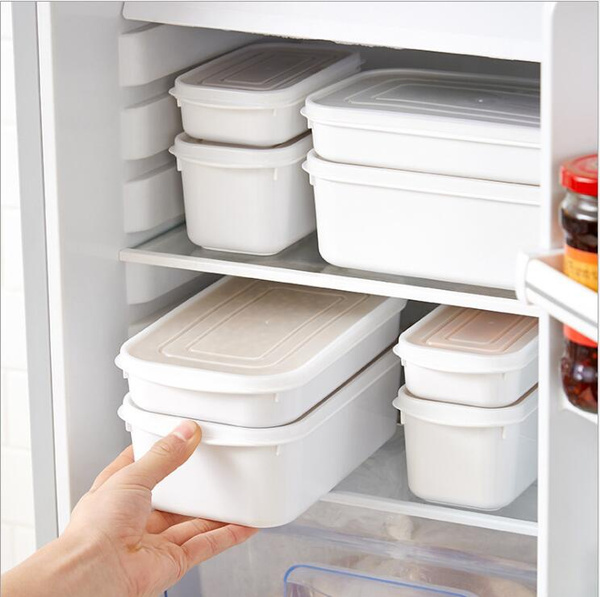 Food Fresh Storage Box Container Kitchen Fridge Organizer Case Drain Plate  Meat
