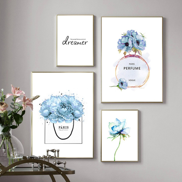 Unframed Perfume Poster Canvas Painting Blue Wall Art Poster