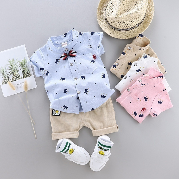 2023 Baby Boys Summer Casual Clothing Outfit Kid Short Sleeve Cotton P –  Toyszoom