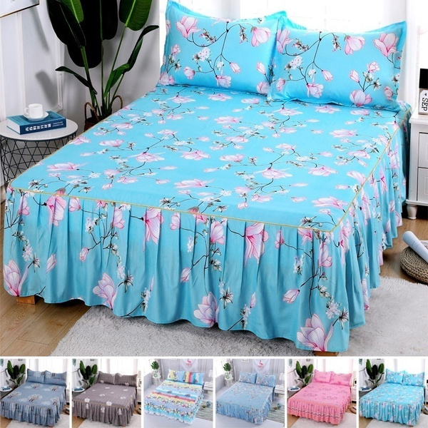 Bed Skirt Mattress Protective Case, Teal Queen Size Bed Skirt