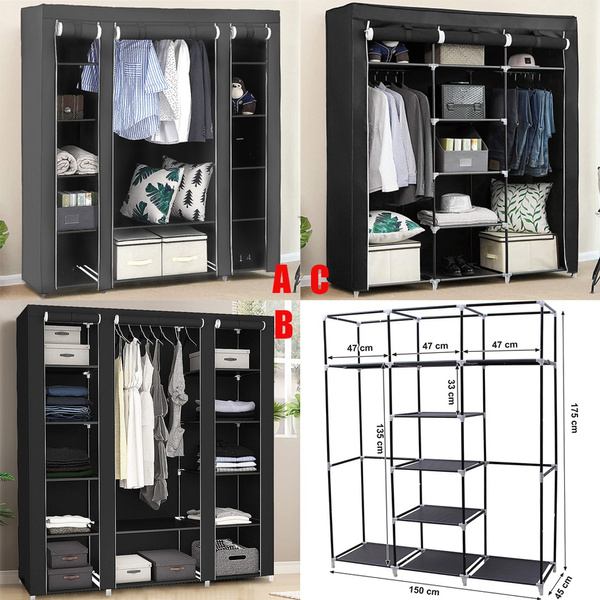 New Portable Clothes Closet Non-woven Fabric Wardrobe Storage Organizer ...