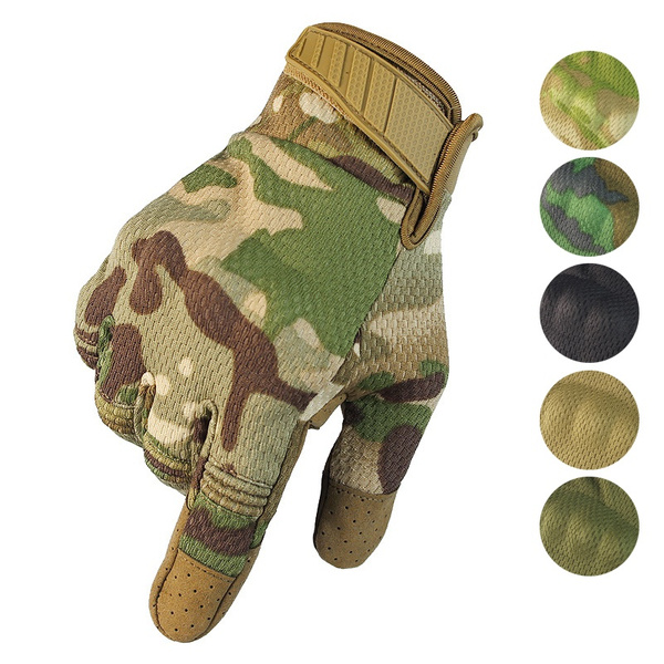 Tactical Mens Rubber Army Sports Military Hunting Antiskid Full Finger Gloves
