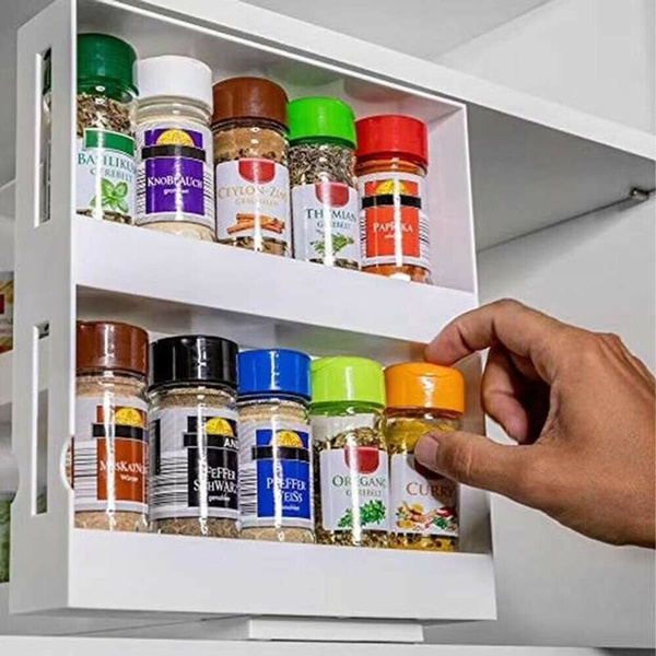 Multifunctional Rotating Spice Rack Organizer Kitchen Cabinet Cupboard Organizer Swivel Rack Storage Shelf Kitchenware Storage