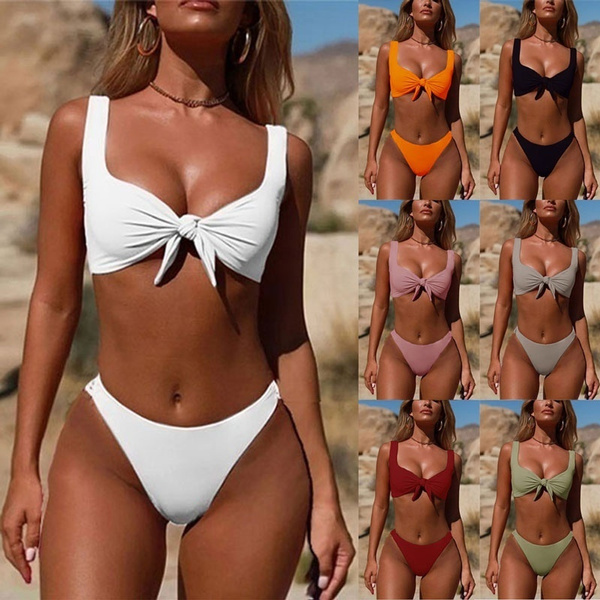 2020 Bikinis Suit for Womens Mlide Backless Low Waisted Swimsuit Basic Section Two Piece Beachwear 