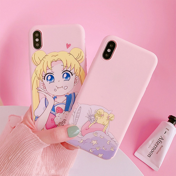 Anime Sailor Moon Pink Phone Case for Iphone 8 8plus IPhone X Iphone 6/6S  Plus 7/7 Plus IPhone 11/11 Pro Case Cute Soft IPhone Case Sailor Moon