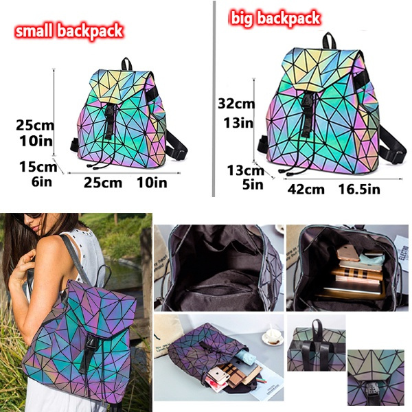 Geometric Backpack Luminous Backpacks Holographic Reflective Bag Lumikay Bags Iridescent Rucksack Rainbow Wish