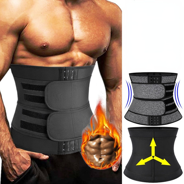Men Sweat Waist Trainer Trimmer Belt Tummy Control Workout Compression Body  Shaper Slimming Belly Shapewear for Weight Loss Exercise