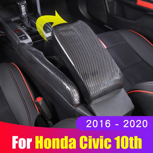 Thenice for 10th Gen Civic Center Consoles Cover ABS Carbon Fiber Grain Gear Panel Trims Decals for Honda Civic Sedan Hatchback Coupe Type R 2021 2020 2019 2018 2017 2016 
