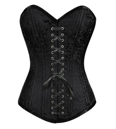 Goth, brocadecorset, overbust corset, black lace