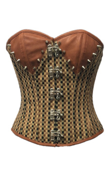 corset top, brown, Goth, checkered