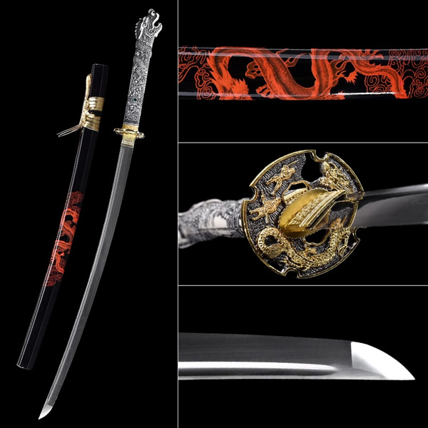 efterår Et bestemt luge Forged by hand, all Tang, Katana, T10 high carbon steel, Japanese sword,  super sharp, faucet handle, super cool, hot tempered, samurai sword | Wish