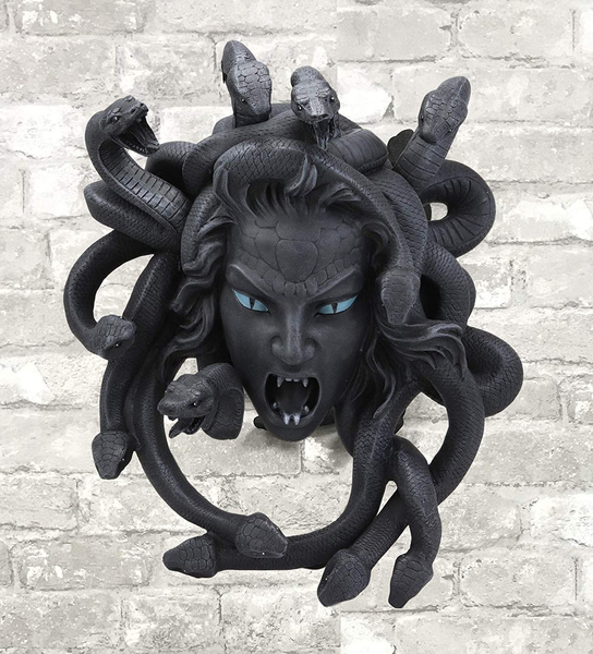 Greek Gorgon Sisters Goddess Medusa With Wild Snake Hair And LED Red Eyes  Statue