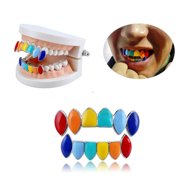 New Fashion Punk Colorful Teeth Grillz Top&Bottom Hip Hop Grills Dental