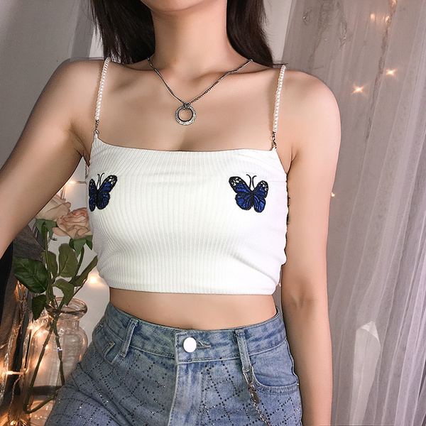 Cropped Top with embroidery butterfly