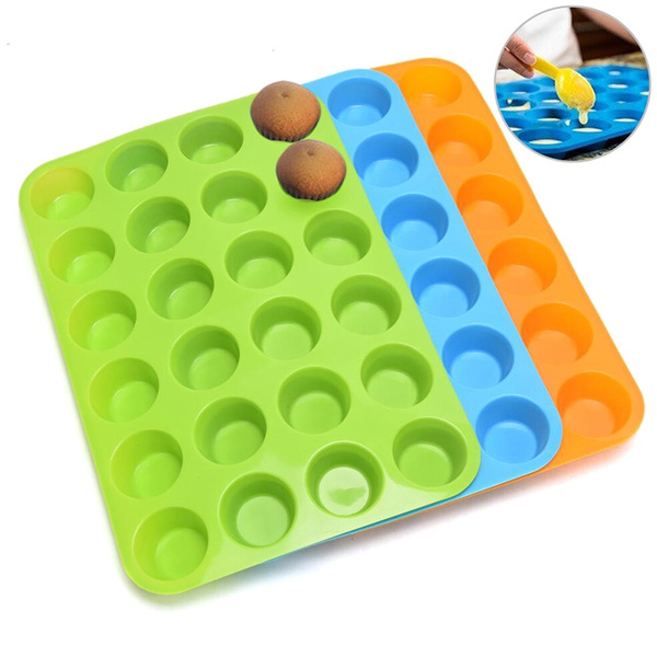 24 Cavity Pan Tray Silicone Mini Cupcake Cookie Bakeware Baking Mold Muffin  Cup