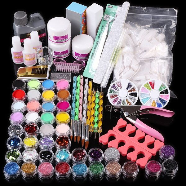 5 Types Professional Acrylic Nail Set Kit Manicure Liquid Gel Polish Glitter Powder Nails Tips Decoration Homen Salon Diy Tool Wish