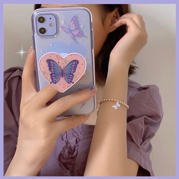 Purple Butterfly Phone Stand Holder Case for iPhone 7 7 Plus 8 8 Plus X XS  XS Max XR 11 Pro Max Cases with Finger Ring Bracket | Wish