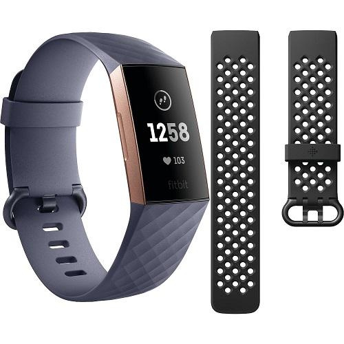 Used Fitbit FB409SBNDLSAM 3 Rose Gold with Bands and Bonus Black Band |