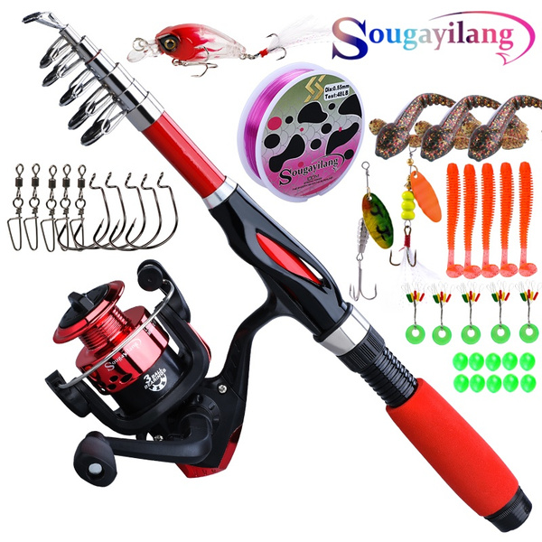 Sougayilang Spinning Fishing Rod and Reel Combo Portable Telescopic ...