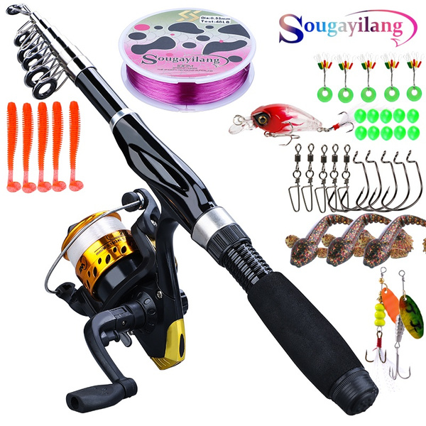 Sougayilang Telescopic Fishing Rod Set Portable 1m/1.5m Fishing Rod and ...