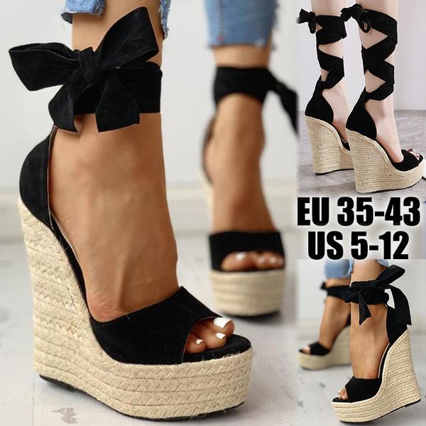 Women Wedge Sandals Female Platform Bohemia High Sandals Fashion Ankle Strap Open Peep Toe Straw Ladies Shoes Zapatos De Mujer Wedge Plus Size Wish