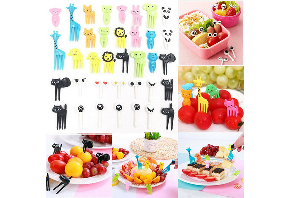 BABORUI Mouse Head Food Picks for Kids, 20pcs Mini Bow Toddler Fruit Forks,  Cute Bento Forks for Lunch Box Decor Accessories