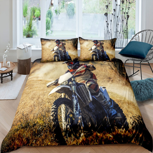 Extreme Sport Motorcycle Bedding Set Duvet Cover&Pillowcase Single Double King