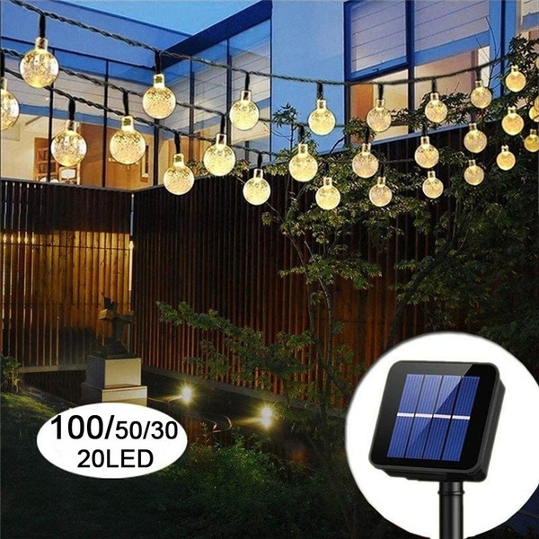 50 30 20 LED Solar Powered Garden Party Fairy String Crystal Ball Lights Outdoor 