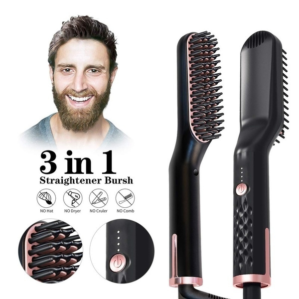 New Upgrade High-quality 3In1 Electric Hair Straightener Comb PTC Heater  Beard Straightener Brush 3 Generation Hair Straightening Quick Styling  Combs for Men&Women | Wish