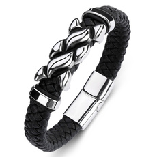Charm Bracelet, black bracelet, bikerbracelet, Moda