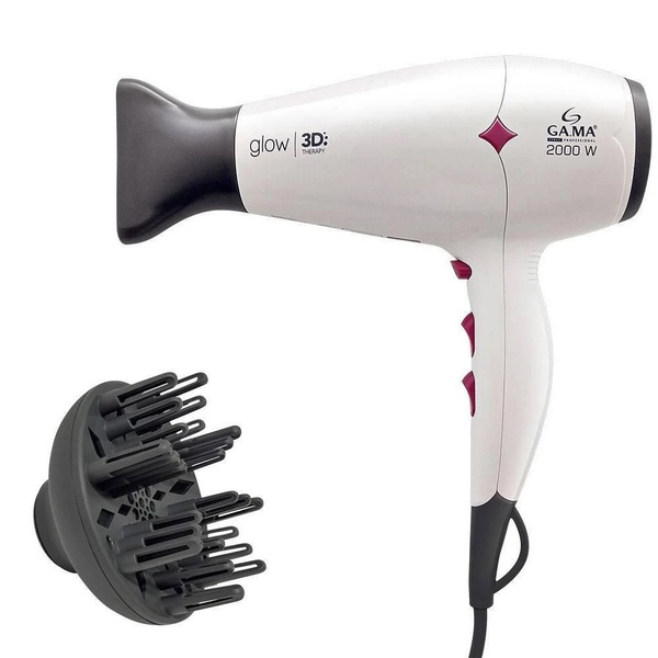 Secador De Cabelo Gama Glow 3D Branco/Rosa/Chumbo 2000W | Wish