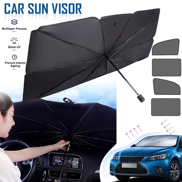 YUNM Car Windshield Sun Shade Umbrella Protection Cover UV Rays and Heat Sun Visor Protector,Foldable Reflector Umbrella Placed Behind Glass to Block UV Rays Fits Most Vehicle Models Large Size