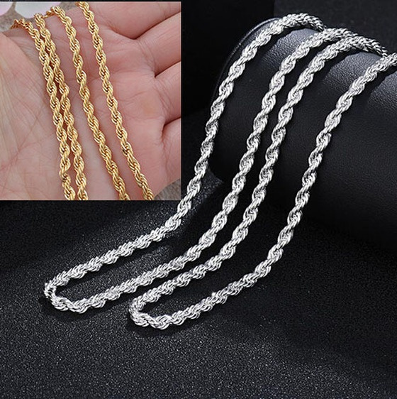Fashion 2MM 925 Sterling Silver/gold 