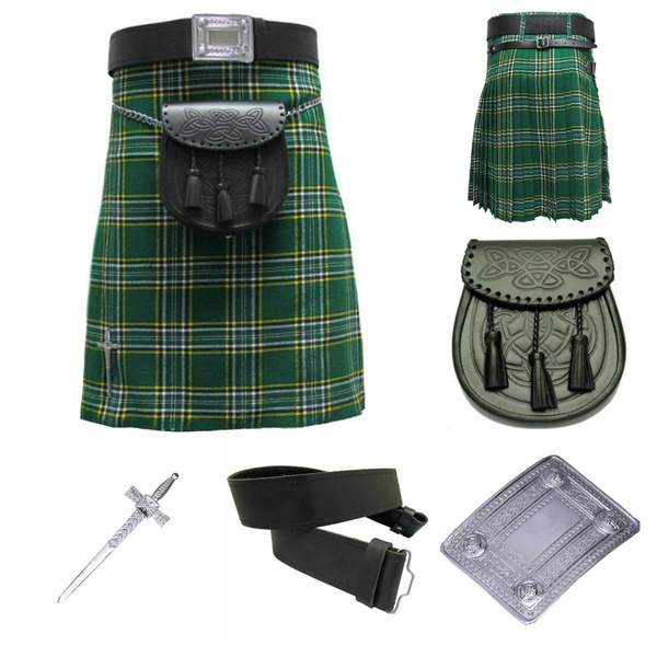 Kilt Scottish Men's Kilt Traditional Highland Sporran Chain+Belt+Buckle+Pin 