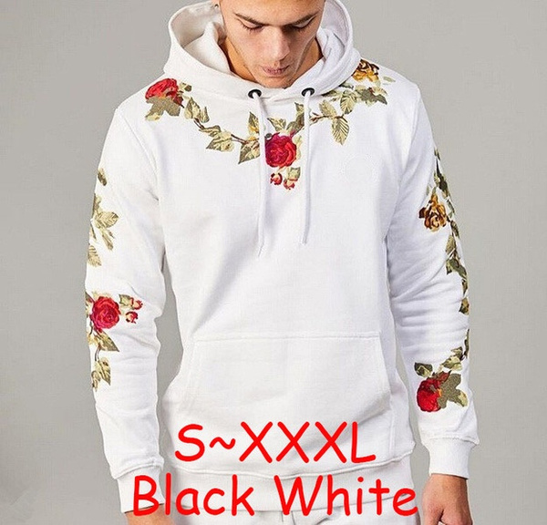 White hoodie 2024 with roses mens