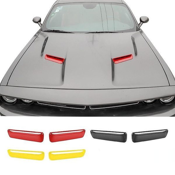 Auto Motorkap Air Flow Intake Hood Vent Cover Voor For Dodge Challenger 2015 Car Accessoires Red Carbon Fiber Silver Geel 2pc Set Wish