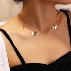 goldplated, butterfly, Chain Necklace, Fashion