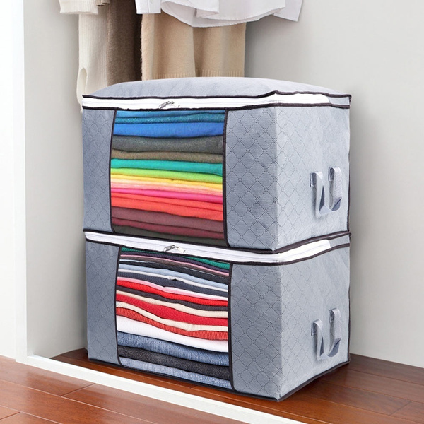 Large Underbed Clothes Storage Bags Ziped Organizer Wardrobe Cube ...