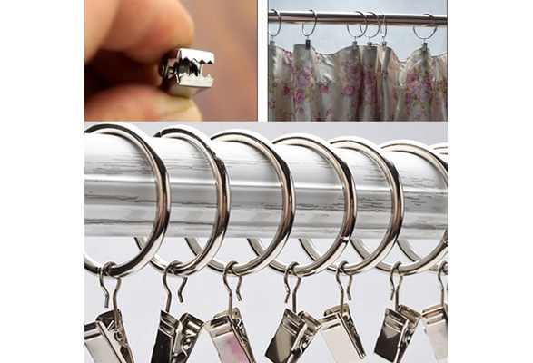 10/20/30Pcs Bath Rings Curtain Clips Hanging Hooks Glide Hook Home Durable