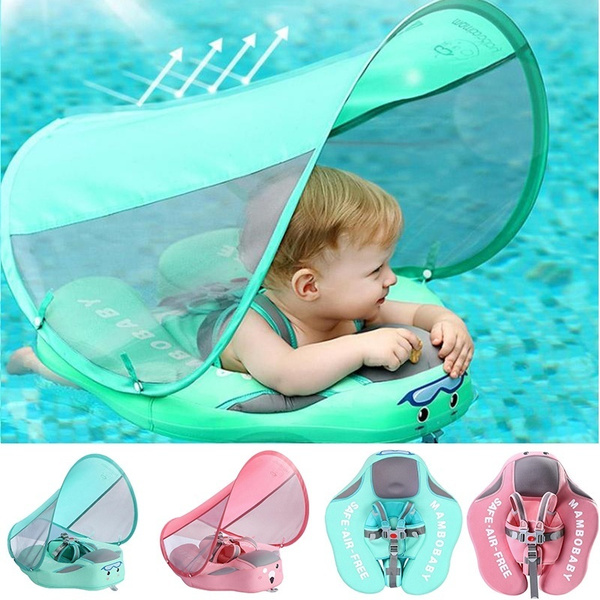 Kids Baby Swimming Rings With Awning Solid No Inflatable Safety