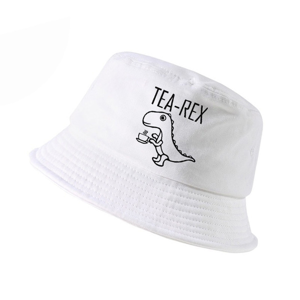 Tea rex mens fisherman hats funny joke pun jurassic dinosaur drink coffee  novelty gift panama bucket hat summer fishing hat