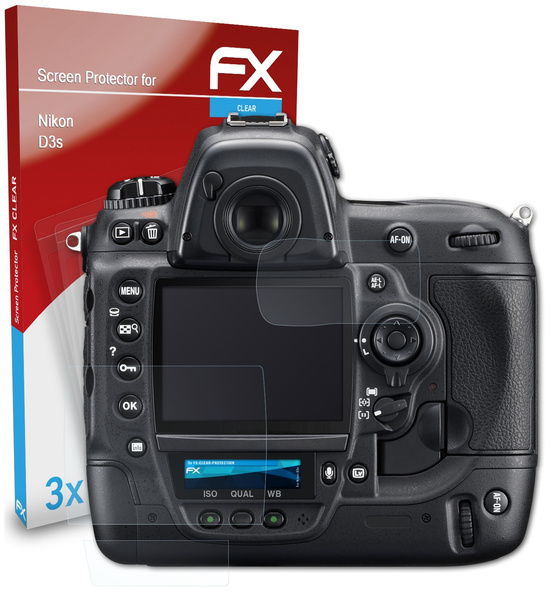 atFoliX 3x Screen Protector compatible with Nikon D3s clear