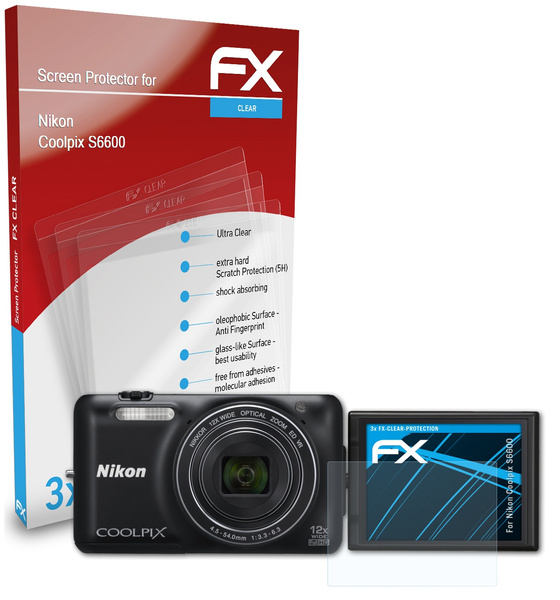 atFoliX 3x Screen Protector compatible with Nikon Coolpix S6600