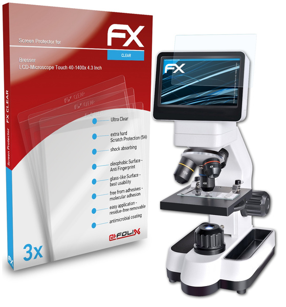 3x Screen Protector mat&schokbestendig Bresser LCD-Microscope Touch 40-1400x 