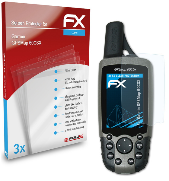 atFoliX 3x Screen Protector compatible with Garmin GPSMap 60CSX