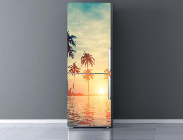 Seaside Palm Fridge Decals, Fridge Wraps, Fridge stickers, Modern ...